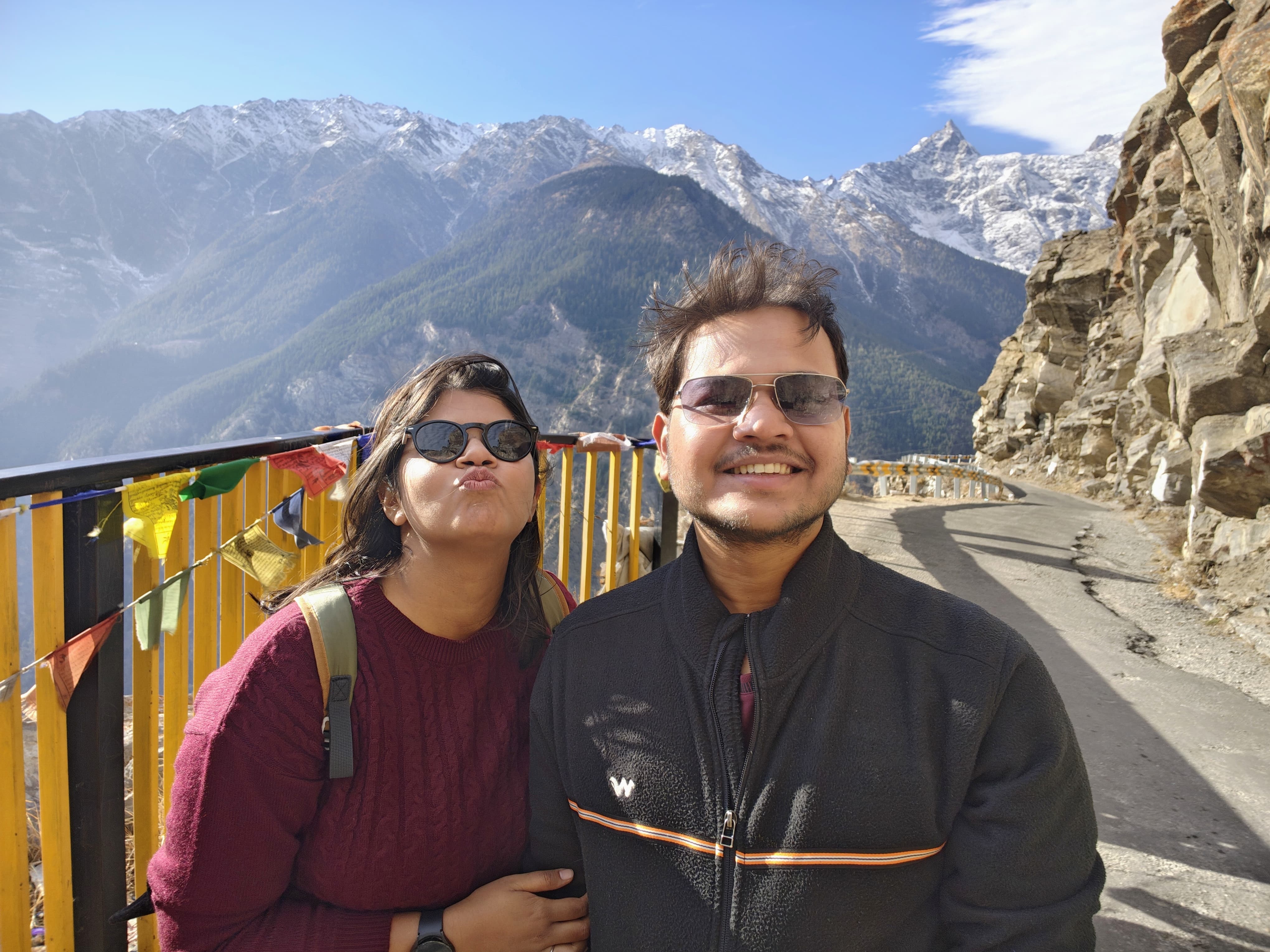Tanya and Amardeep in Kinnaur Kailash range